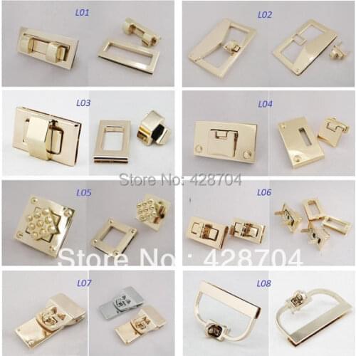 10 High quality Twist Locks / Flip locks, square, or rectangle shape, for bags DIY & bag making suppliers, 8 choices
