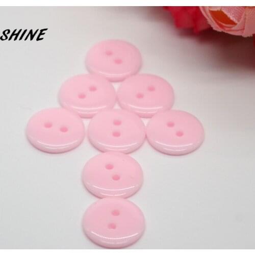 100PCs Decorative Buttons Pink 2 Holes 12.5mm Sewing Resin Buttons Flatblck Scrapbooking