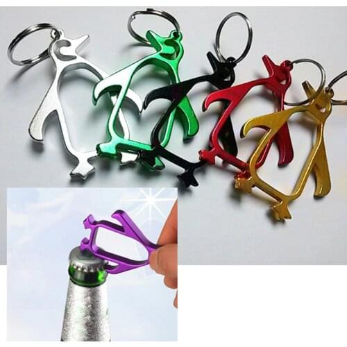 1000pcs Creative penguins beer bottle opener Aluminum alloy animal bottle opener with key chain Lovely portable bottle opener