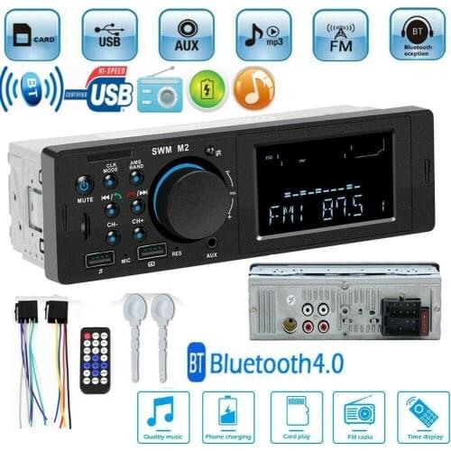 12V Single 1Din Bluetooth Car Stereo Audio In-Dash FM Aux Input Receiver USB TF MP3 Radio Player Autoradio