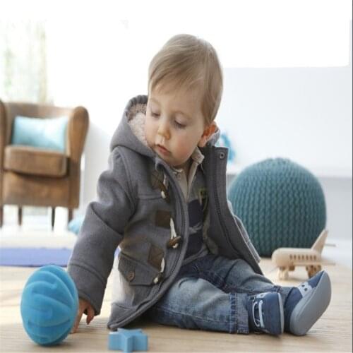 2018 Christmas childrens baby boy winter warm cotton padded hooded faux leather fleece coat coat jacket pike snow coat