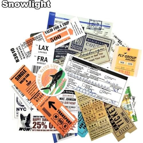 25pcs/lot Retro Air Ticket Invoice Stamps Sticker For Laptop Car Motorcycle Bicycles Phone Vinyl Sticker Pvc Decals Stickers