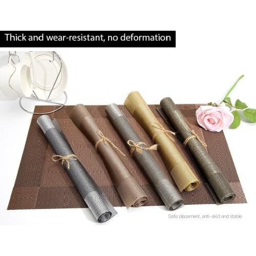 4pcs/set PVC Coasters Non-Slip Woven Runner Placemats Vintage Plastic Placemat Mat for Dining Table Pad 30*45CM