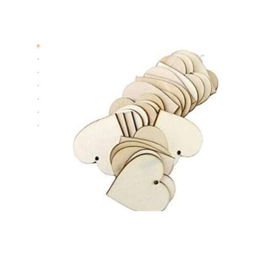 5pcs 100/120mm Wooden Heart with Hole Shapes Embellishments Small Mini Shape Craft for Home Birthday Party Wedding Decoration