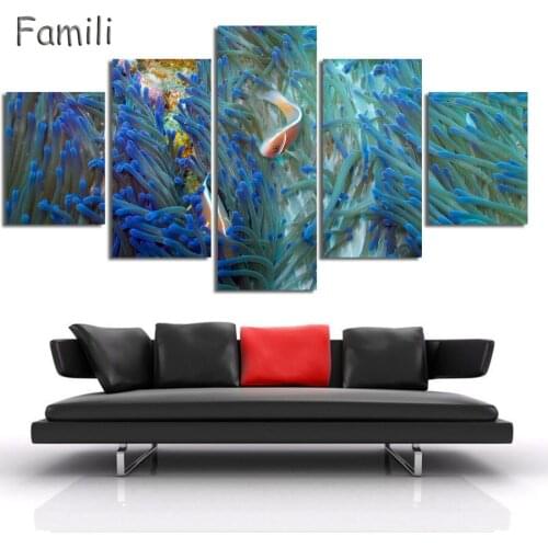 5Pcs/Set Hot Custom canvas Underwater world sea world poster home decoration cloth fabric wall poster print Silk Fabric Print