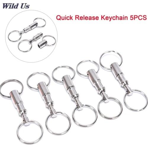 5pcs Steel Chrome Plated Pull-Apart Detachable Key Ring Snap Lock Holder