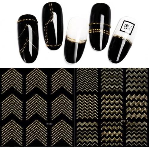 9X7.7/sheet new nail stickers 3d gold nail stickers Hot stamping hollow three-dimensional 3D Nail Art sticker decals, DP 301-312