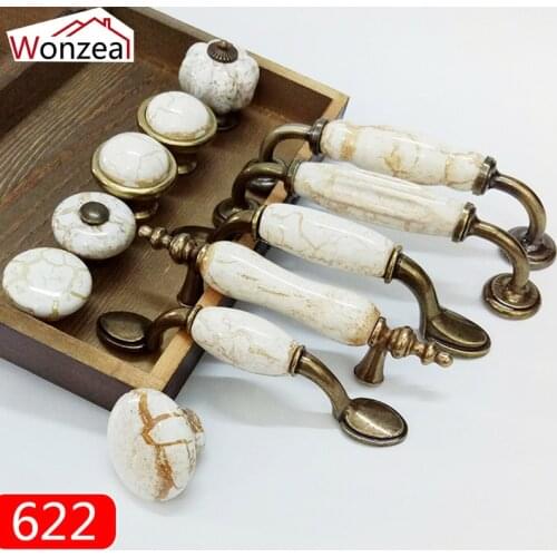 Antique Bronze Marble Lines Ceramic Knobs Drawer Wardrobe Door Handles Kitchen Cabinet PullsFurniture Handles