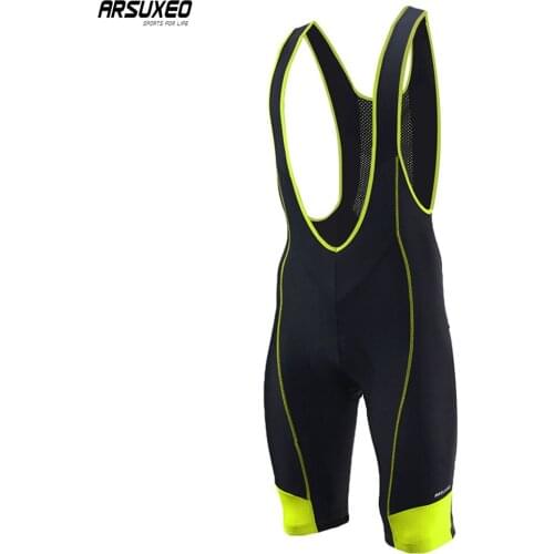 ARSUXEO Men Cycling Bib Shorts MTB Bib shorts 5D Gel Pad Bicycle Cycling Short Pants Bike Jersey Clothes Breathable Wicking 007