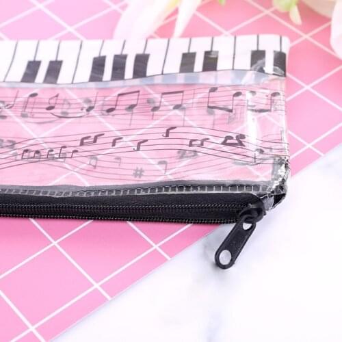 Music Note Piano Keyboard Pencil Case Plastic Transparent Pen Bag Student Gift School Supplies R9UA