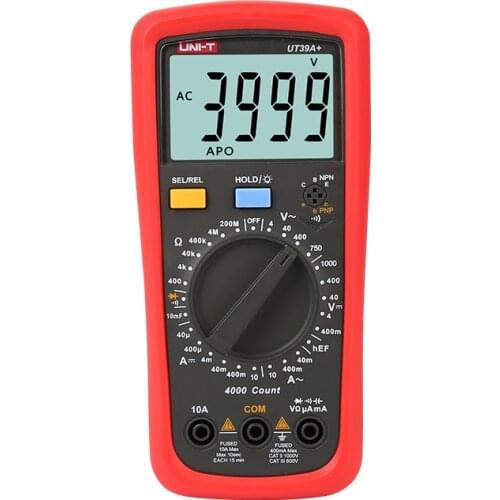 UNI-T UT39A+ Digital Multimeter Auto Range Tester Upgraded from UT39A AC DC V/A Ohm /Temp /Frequency/HFE Test