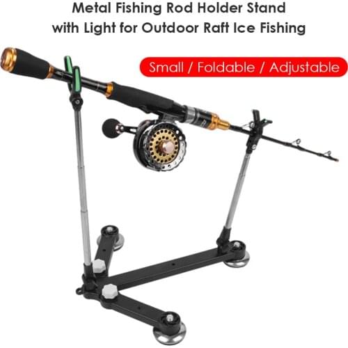 Fishing Rod Holder Stand Portable Easy Fishing Carrying Pole Bracket with Light Outdoor for Outdoor Raft Ice Fishing