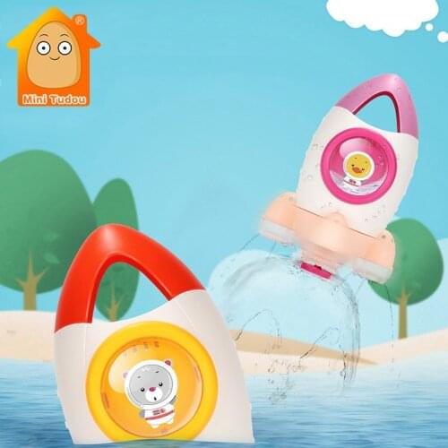 Kids Rocket Bath Toy Plastic Cartoon Play Rotating Shower Game Colorful Water Spraying Bathroom Educational Toys For Children