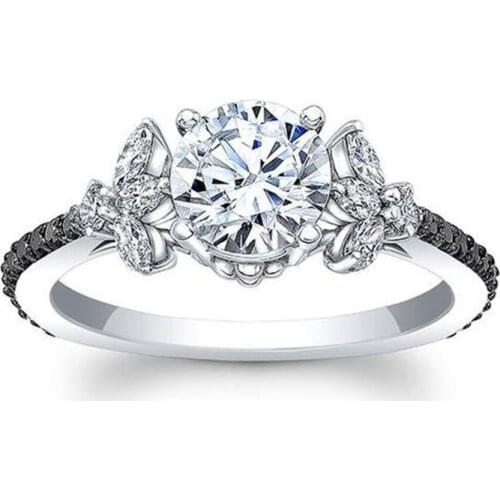 Hainon Fashion White Zircon Silver Color Ring For Women Engagement Rings Wedding Promise Lovely Flower Party Rings Jewelry