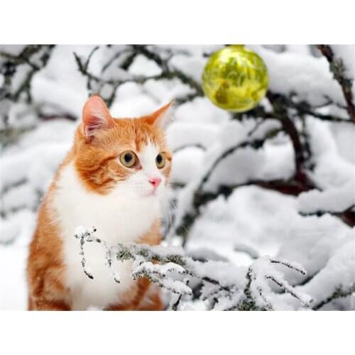 Cat Winter Animal DIY Cross Stitch 11CT Embroidery Kits Craft Needlework Set Cotton Thread Printed Canvas Home Room