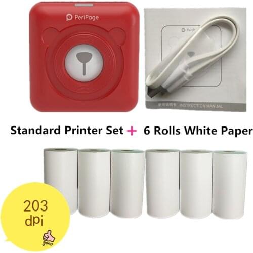 New Arrival Red A6 PeriPage Portable Thermal Bluetooth Pocket Photo Printer Receipt Wireless Label Printer PC Android IOS Mobile