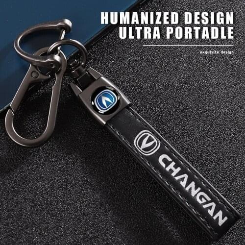 Metal Leather Car Keychain Key Rings Anti-Lost Pendant Accessories For Changan CS75 Plus CS95 CS35 Alsvin CS15 CS85 CS55 Eado