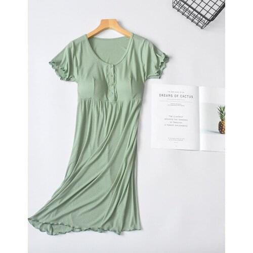 Modal Summer Threaded Maternity Postpartum Dresses Pregnant Woman Nursing Clothes For Pregnancy Mommy Loose Home Clothing
