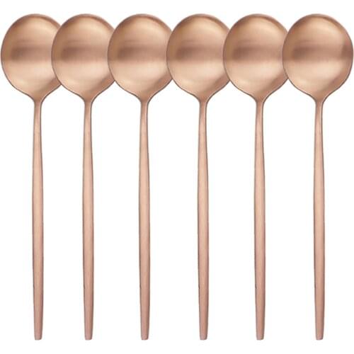 6Pcs/Set Rose Cutlery Set Stainless Steel Dinnerware Spoons Set Coffee Dessert Spoon Dinner Tableware Set Kitchen Silverware Set