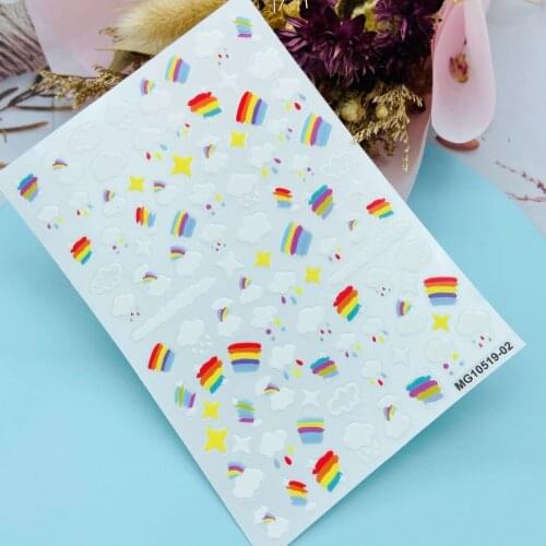 Flower Rainbow Nail Art Sticker Bear Umbrella Nail Slider Bowknot Red Love Beauty Home Decoration Sticker Portrait Nail Art Deco