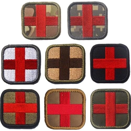 EMS EMT MED RED Cross Tactical Medical Blood Aid Embroidery Patches Tactical Medical Backpack Armband Insignia Patch badge
