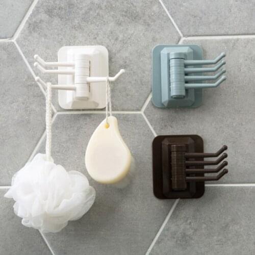 1Pc wall hook multifunctional rotating kitchen bathroom door towel bag rack home storage rack, no punching and no trace of hook