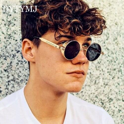DYTYMJ Gothic Steampunk Sunglasses Men Vintage Round Metal Punk Glasses Luxury Designer Sun Glasses Men/Women Gafas De Sol Mujer