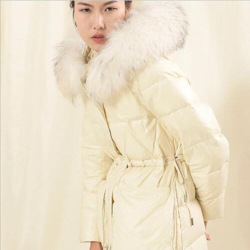 Fit -30℃ Winter super Warm long thick fluffy duck down coat female big real natural fur hooded thick warm down Parkas F749