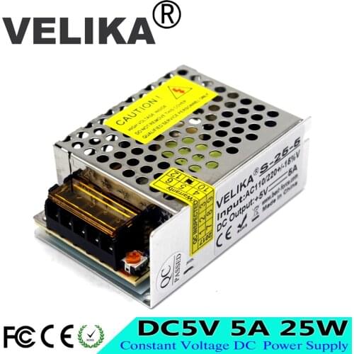 Variable dc Power supply 5V 5A 25W LED Switching Power Adapter Source Driver Transformer 100-240v ac-dc SMPS For LED Strip Light