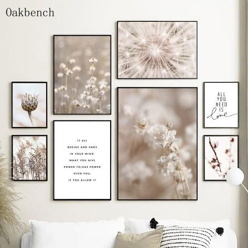 Landscape Wall Art Painting Plant Hay Canvas Poster Dandelion Print Quotes Paintings Nordic Wall Pictures For Living Room Decor