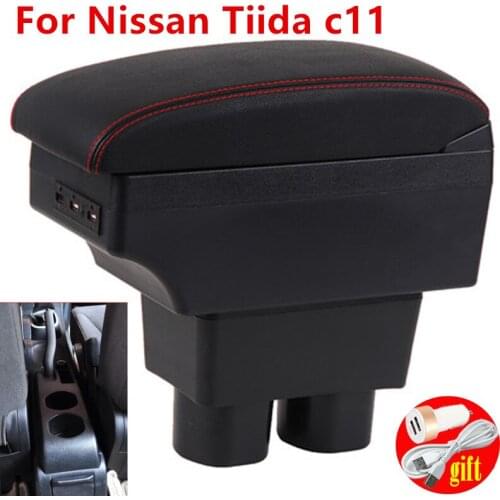 For Nissan Tiida c11 armrest interior car arm rest leather storage box parts center console box car-styling accessories