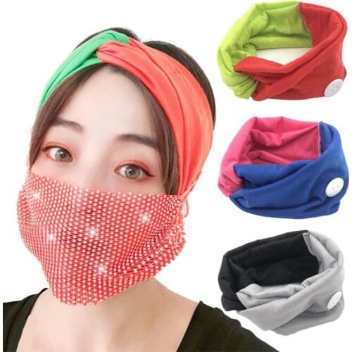 Headband Women Mask Buttons Hair Band Accessories Cross Patchwork Turban Sport Fitness Headwear Fillet Mujer Bandeau Scrunchie