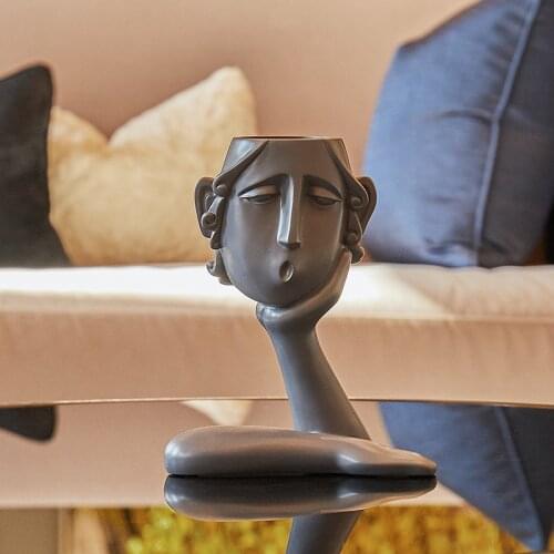 Nordic modern abstract meditator sculpture cute children resin statues thinker figurine handmade crafts vase ornaments home deco