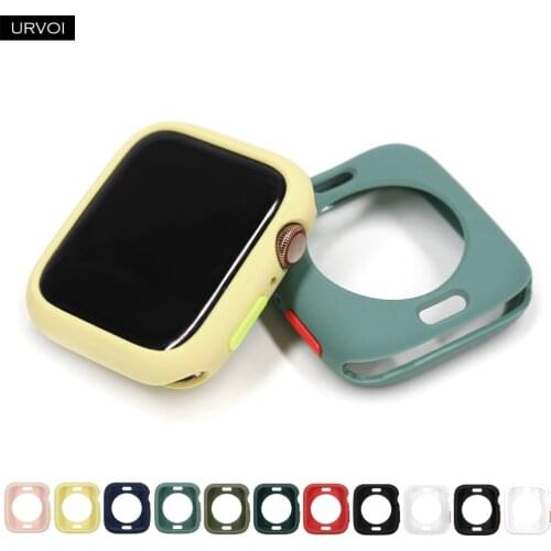 URVOI TPU case for apple watch series 6 SE 5 4 3 2 1 colorful cover protector for iWatch 40 44mm Ultra-thin frame colord button