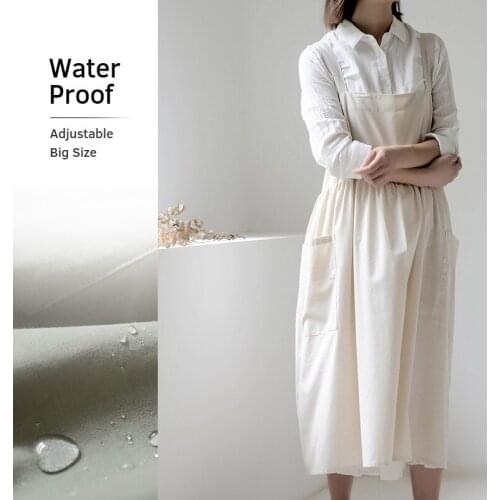 Korean Version of Waterproof Cotton Apron Home Kitchen Florist Cake Baking Shop Work Clothes Simple Solid Color