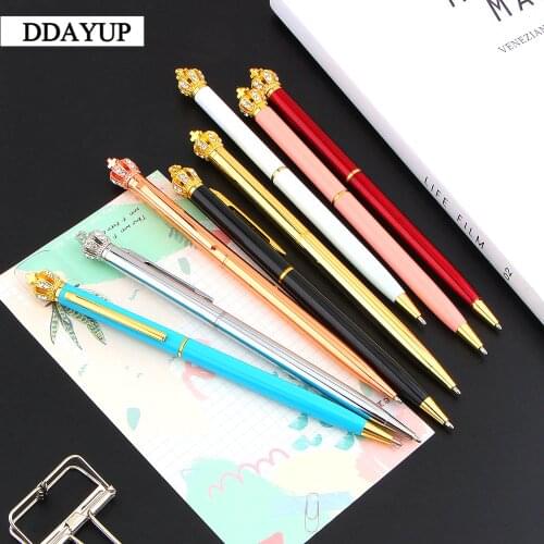 High Quality 1.0 mm Cute Kawaii Diamond Golden Crown Ball Ballpoint Pens Ballpen For Office School Writing Supplies Stationery