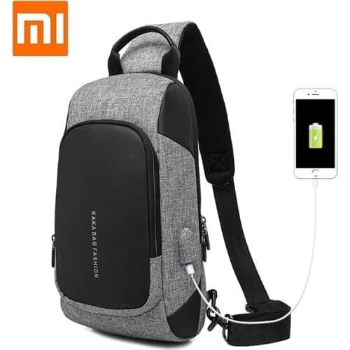Xiaomi Mens Fashion Casual Chest Bag USB Charging Crossbody Bag Waterproof Oxford Cloth shoulder bag crossbody bag