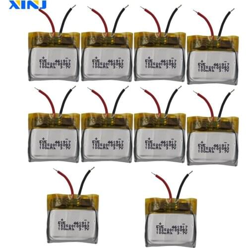 XINJ 10pcs 3.7V 100mAh LiPo Polymer Battery 461917 For headphones bluetooth earphone speaker smart watch Car Camera Music player