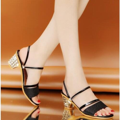 2020 Heels Women Sandals Summer Shoes Woman shiny High Pumps Wedding shoes Gladiator sandals Sexy Square Heels sandlias