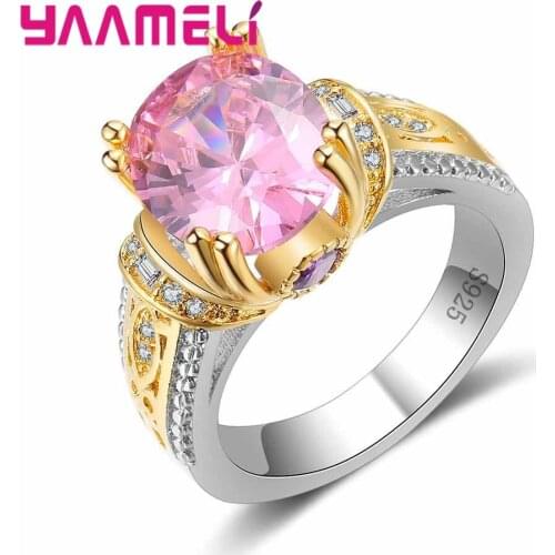 Charm Romantic Pink Lowet Price 925 Sterling Silver Finger Rings For Women Girls Present Modern Cubic Zircon Jewelry