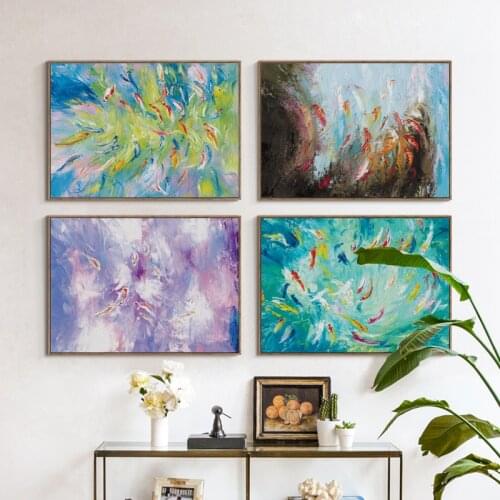 07GAbstract Animal Oil Painting Fish A4 A3 A2 Canvas Art Print Poster Picture Wall Living Room Bedroom Home Decoration Murals