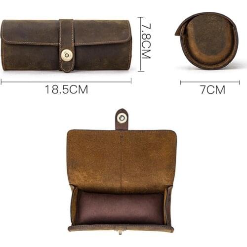 1pcs Round Watch Box Roll Display Box Leather Travel Wrist Storage Pouch Wrist Box Watches Storage Case Watch Watches B2E5