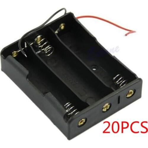 20PCS 18650 Battery Case Storage Box Case Plastic Holder With Wire Leads for 3x18650 Batteries Soldering Cnnecting Black Digital