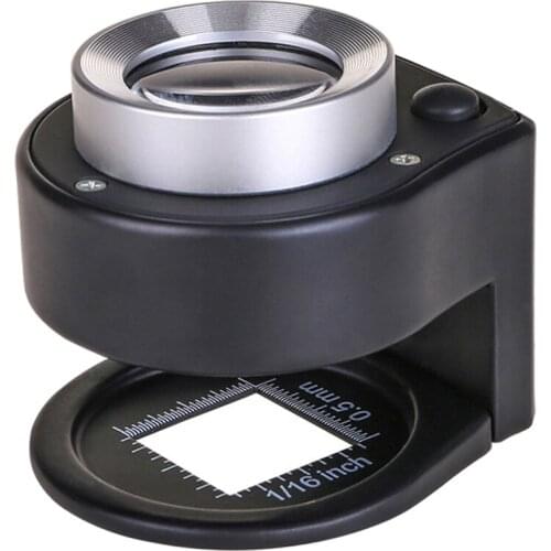 30X Magnifier Metal Folding Cloth Linen Microscope Loupe with 3LED & 3UV Light