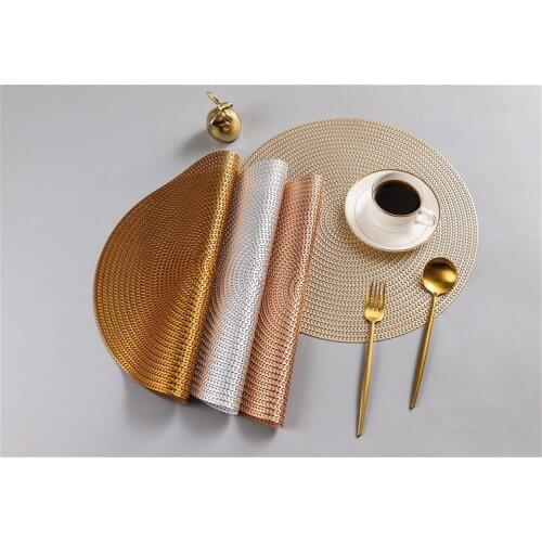 6pcs 38CM Round Coaster Insulation Table Mats Pads PVC Table Placemat Non-slip Mats Coffee Tea Place Mats Kitchen Decor. OK 1067