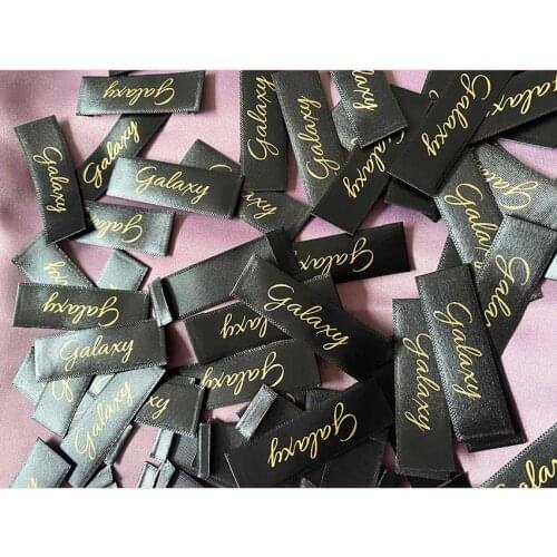 Custom printed satin washable Clothing Tag print satin Label main label black label satin Tags for Bags DIY Sewing 1000pcs/lot