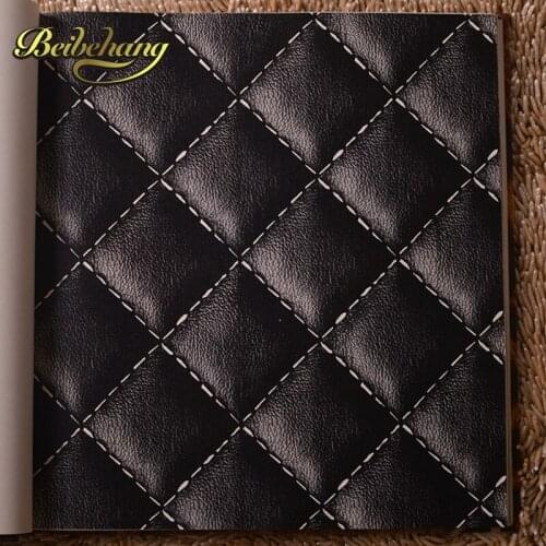 Beibehang European luxury leather simulation background wall simple bedroom living room stereo soft clothing store wallpaper