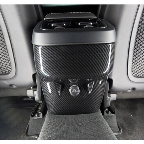 Carbon Fiber Color Center Armrest Rear Cigarette lighters Frame Cover Decoration Trim For Volvo XC60 2018 Interior Accessories