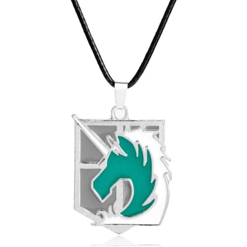 Dongsheng Anime Attack on Titan Shingeki no Kyojin Rope Chain Necklace Cosplay Military Police Regiment Badge Pendant Necklace