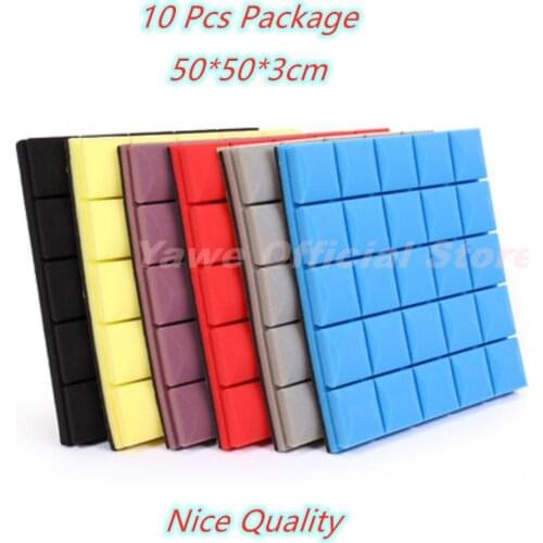 10 PCS 6 Colors 50x50x3cm Soundproof Foam Sound Wedge Protective Sponge Studio Acoustic Foam Sound Absorption Treatment Panel